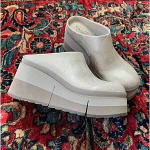 Naked Feet Cream Platform Mules